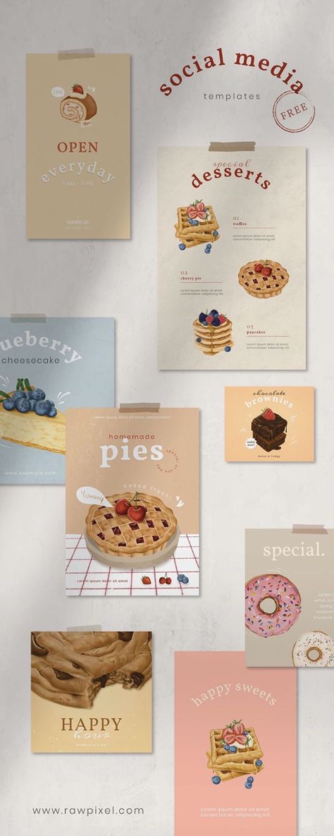 Bakery Branding Design, Pastel Desserts, Baked Sweets, 귀여운 음식 그림, Bakery Branding, Wallpaper Computer, Cocoppa Wallpaper, Social Media Promotion, Food Poster Design