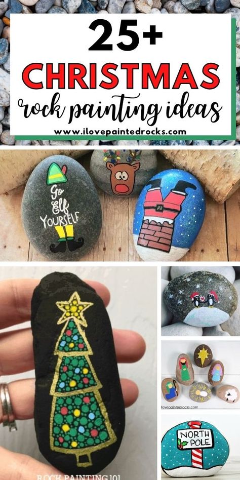 Rock Painting Christmas Ideas, Santa Painted Rocks, Rock Painting Ideas Christmas, Cute Rock Painting Ideas Simple, Christmas Rock Painting Ideas Easy, Rock Painting Christmas, Painted Christmas Rocks, Christmas Rock Art, Love Painted Rocks