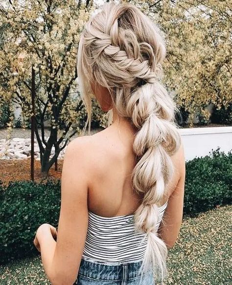 44 Coolest Wedding Bubble Braids - Weddingomania Traveling Hairstyles, Awesome Hairstyles, Fishtail Braid, Long Blonde, Luxury Hair, Easy Hairstyles For Long Hair, Formal Hairstyles, Braids For Long Hair, Boho Hairstyles