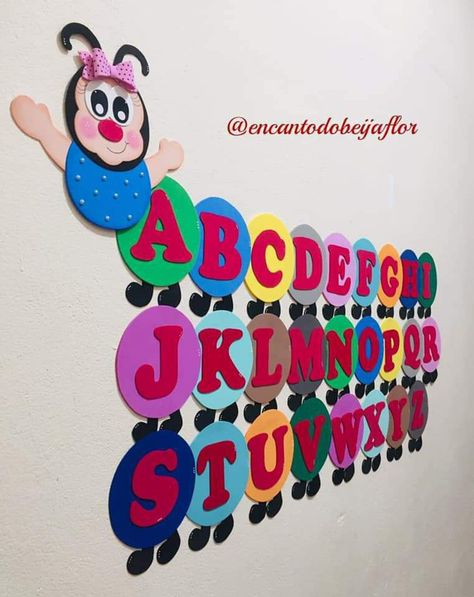 Play Group Class Wall Decoration Ideas, Abc Decorations Classroom Decor, Pre Nursery Class Decoration, Abc Wall Decor Classroom, Kindergarten Classroom Wall Decor Ideas, Pre Primary Classroom Decoration, Alphabet Decorations Classroom, Alphabet Charts For Classroom, Nursery Class Decoration Ideas