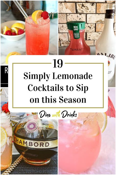 Collage of 4 simply lemonade cocktails. Cocktail Recipes With Lemonade, Lemonade Liquor Drinks, Lemonade Cocktails For A Crowd, Simply Cocktails Drink Recipes, Cocktail With Lemonade, Simply Juice Cocktails, Alcoholic Drinks With Lemonade, Simply Lemonade Cocktail, Simply Lemonade Alcohol Drinks