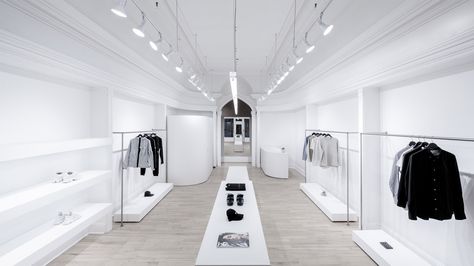 Canadian studio Omar Gandhi Architects has chosen an all-white palette for the interior of a clothing boutique in its home city of Halifax. Retail Store Design Boutiques, Omar Gandhi, Clothing Boutique Interior, Store Design Boutique, Boutique Interior Design, White Interior Design, Shop House Ideas, Store Interiors, Shop House Plans