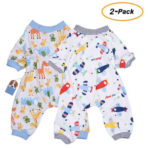 Amazon.com : Amakunft 2-Pack Dog Clothes Dogs Cats Onesie Soft Dog Pajamas Cotton Puppy Rompers Pet Jumpsuits Cozy Bodysuits for Small Dogs and Cats : Pet Supplies Puppies In Pajamas, Cat Onesie, Dog Onesies, Cat Apparel, Pajama Day, Soft Dog, Pajama Romper, Dog Pajamas, Cotton Pyjamas