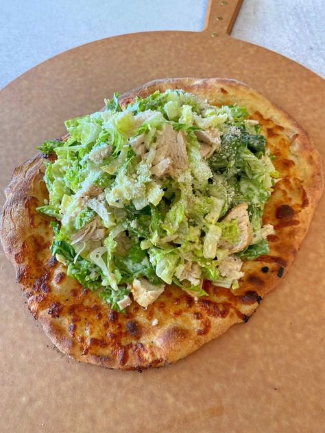 Caesar Salad Pizza, Romaine Salad, Chicken Caesar Salad, Wood Fired Pizza Oven, Grilling Chicken Breast, Pizza Stone, Caesar Salad, Wood Fired Pizza, Shredded Mozzarella