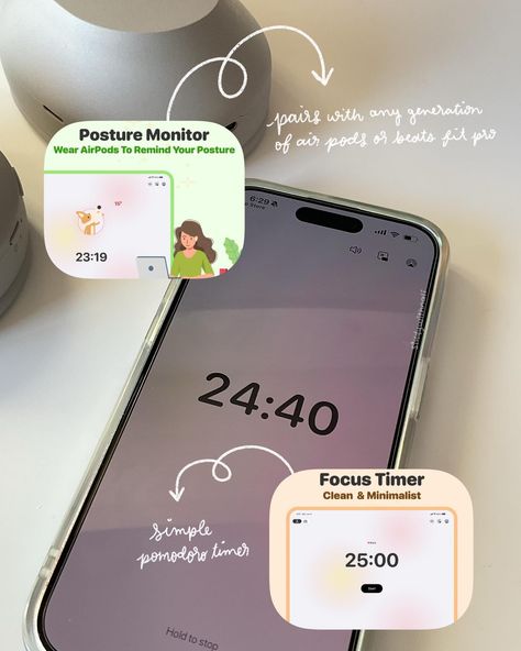 Aesthetic Timer App, Iphone Productivity Layout, Pomodoro Timer Aesthetic, Apps You Need, Pomodoro App, Apps For School, App Recommendations, Beats Fit Pro, Pomodoro Timer