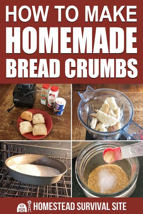 Homemade Bread Crumbs, Make Homemade Bread, Bread Crumbs Recipe, Fresh Bread Crumbs, Seasoned Bread Crumbs, Stale Bread, Homestead Survival, How To Make Homemade, Food Processor