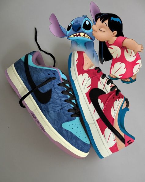 All Posts • Instagram Lilo And Stitch Shoes, Custom Tennis Shoes, Exotic Shoes, Custom Sneakers Diy, Pretty Sneakers, Custom Painted Shoes, Custom Shoes Diy, Painted Sneakers, Nike Shoes Girls