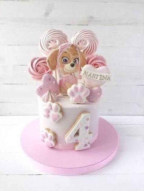 Skye Birthday Cake Paw Patrol, Sky Patrol Cake, Cute Dog Cake Designs, Paw Patrol Skye Birthday Party, Birthday Cake Skye Paw Patrol, Skye Paw Patrol Birthday Cake, Paw Patrol Cakes For A Girl, Paw Patrol Cake For A Girl, Sky Birthday Cake Paw Patrol