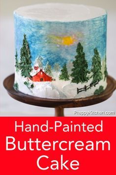 Painted Buttercream Cake, Noel Cake, Winter Torte, Bakery Art, Painted Cake, Preppy Kitchen, Buttercream Cake Decorating, Hand Painted Cakes, Torte Cupcake