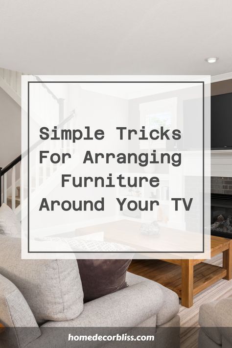 Simple tricks for arranging furniture around your TV in a cozy living room. Corner Tv Furniture Arrangement, Living Room With Only One Couch, Next To Couch Storage, Cozy Entertaining Living Room, Corner Tv Living Room Layout Mounted Tv, Tv Room With L Shaped Sofa, Family Room Two Seating Areas, Small Lounge Room Layout, Family Room Furniture Layout With Tv Sectional Sofas