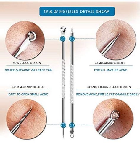 6 Piece Dual Head Black Head Remover Stainless Steel Do Not Use Every Single Day Clean After Each Use For Better Results Use A Warm Cloth Or Facial Steamer To Open Pores Anti Slip Handle Design Let’s You Hold Firmly To Remove The Acne Black Head Remover, Comedone Extractor, Blackhead Extraction, Blackhead Remover Tool, To Remove Blackheads, Blackheads And Whiteheads, Blackheads On Nose, Open Pores, Rid Of Blackheads