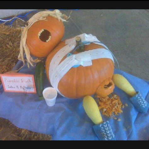 Labor & Delivery pumpkin: perfect with Halloween coming soon Labor And Delivery Unit Decorations, Labor And Delivery Pumpkin Contest, Pumpkin Giving Birth, Nurse Pumpkin, Pumpkin Inspo, Pumpkin Idea, Ob Nurse, Pumpkin Carving Kits, Pumpkin Decorating Contest