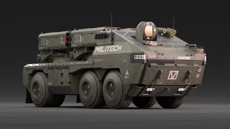 Militech Missile Truck | Cyberpunk 2077,  on ArtStation at https://www.artstation.com/artwork/mADnPE Project Morningstar, Militech Cyberpunk, Azerbaijan Army, Armored Truck, Military Technology, Army Vehicles, Cyberpunk 2077, Armored Vehicles, Military Vehicles