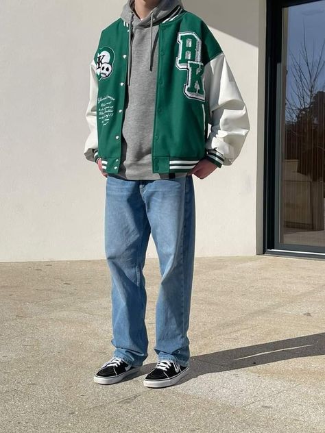 Letterman Jacket Outfit Men, Letterman Jacket Outfit, Jacket Outfit Men, Varsity Jacket Outfit, Men Lifestyle, Aesthetic Boy, Jacket Outfit, Letterman Jacket, Anatomy Reference