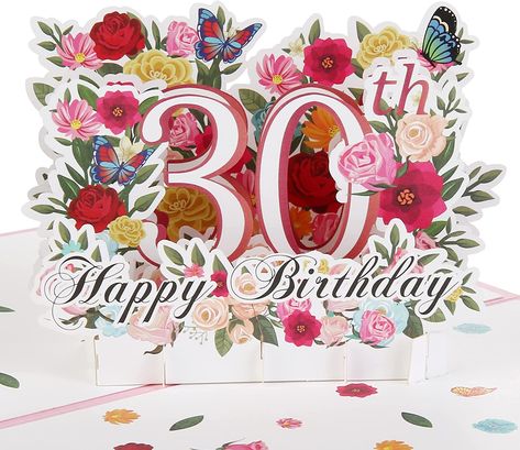 Amazon.com : HOMANGA 30th Birthday Pop Up Card, Happy 30th Birthday Card for Her, Women, Wife, 30th Birthday Gift for Sister, Mom, Friend, Pop Up Birthday Greeting Card with Blank Note and Envelope, 6" x 8" : Office Products Happy 65 Birthday, Birthday Gift For Sister, 16th Birthday Card, 80th Birthday Cards, 65th Birthday Gift, 70th Birthday Card, Happy 80th Birthday, Happy 70 Birthday, 30th Birthday Cards