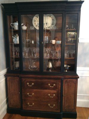 Arlington Massachusetts, Wood Restoration, China Cabinet Makeover, Painted Furniture For Sale, Painted China Cabinets, Antique Hutch, Hutch Makeover, Furniture Redos, Upcycled Furniture Diy