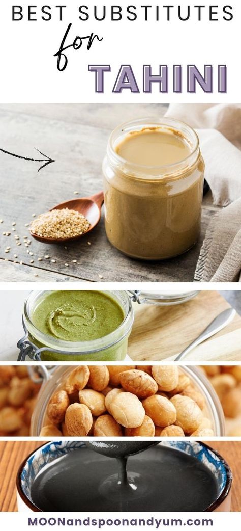 Tahini is a peanut butter-like raw sesame paste that is used in a number of sweet and savory dishes. Find the 9 best tahini substitutes and alternatives here! | Tahini replacements Tahini Substitute, Substitute For Tahini, Tahini Butter, Gluten Free Family Meals, Tahini Paste, Gluten Intolerance, Mediterranean Dishes, Healthy Gluten Free, Vegetarian Recipes Dinner