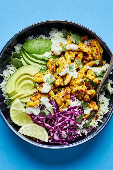 Budha Bowl, Bowl Dinners, Baked Chicken Tenders Healthy, Vegetarian Burrito, Chicken Rice Bowl, Lime Rice Recipes, Turmeric Chicken, The Modern Proper, Easy Chicken And Rice