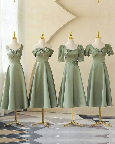 Bridesmaid Midi Dresses, Midi Bridesmaid Dresses, Green Satin Bridesmaid Dresses, Bridesmaid Satin, Dress Satin Bridesmaid, Midi Bridesmaid Dress, Sage Green Bridesmaid Dress, Bridesmaid Dresses With Sleeves, Lace Summer Dresses