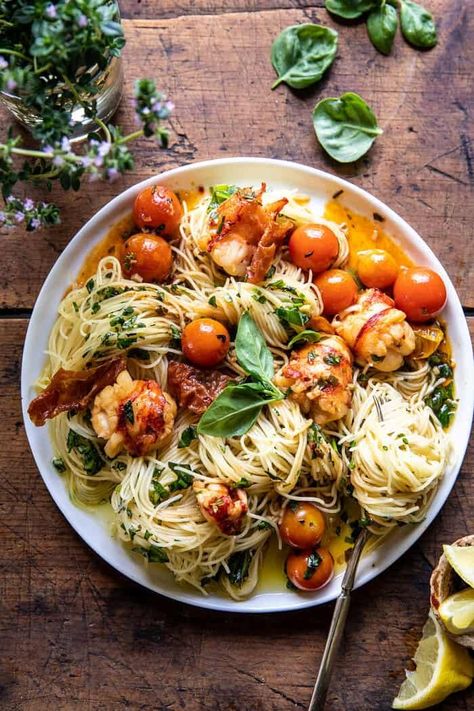 Brown Butter Lobster Pasta with Burst Cherry Tomatoes | halfbakedharvest.com Burst Cherry Tomatoes, Butter Lobster, Lobster Pasta, Half Baked Harvest Recipes, Lobster Ravioli, Cherry Tomato Sauce, Cherry Tomato Pasta, Lobster Recipes, Harvest Recipes