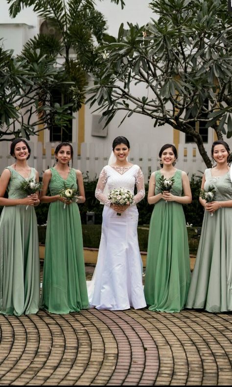 Bridesmaid Dresses Christian Wedding, Brides Maids Dress Styles Kerala, Kerala Bridesmaid Dresses, Dress Code For Kerala Wedding, Bridesmaid Dresses Kerala Christian, Christian Bridesmaid Dresses, Bridal Maid Dress, Indian Wedding Bridesmaids, Christian Wedding Dress