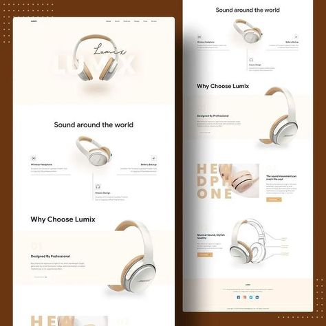 Headphone landing page designs Headphone Landing Page, Uiux Design Website, Headphone Poster, Interface App, Branding Examples, Wireframe Design, App Design Layout, 100 Logo, Web Design Websites