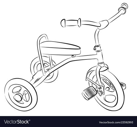 Tricycle Tattoo, Tricycle Drawing, Bicycle Vector, Bicycle Drawing, Cycle Drawing, Sketch Reference, Idea Box, Bike Drawing, Bike Quotes