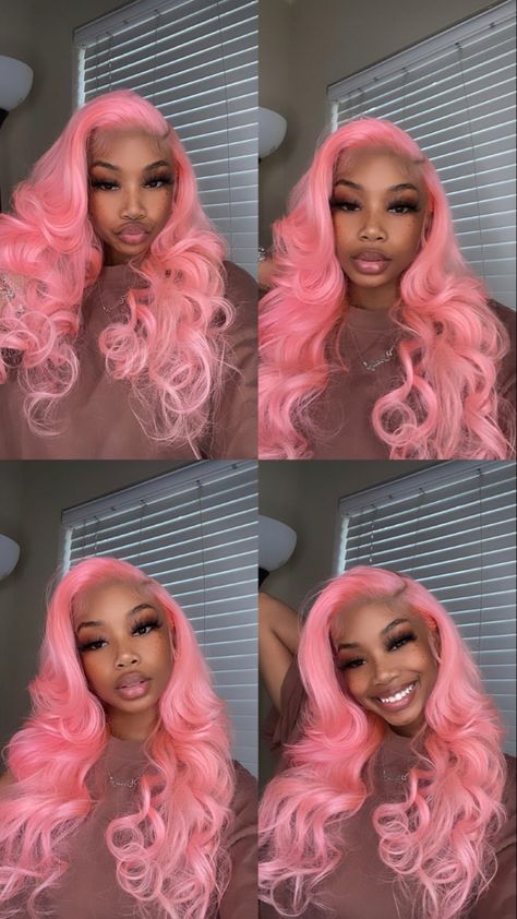 Pink Lace Wig, Baddie Hair, Light Pink Hair, 18th Bday, Frontal Wig Hairstyles, Birthday Hairstyles, Team A, Frontal Hairstyles, Pink Wig