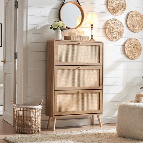 Bay Isle Home 24 Pair Shoe Storage Cabinet | Wayfair Wood Organization, Entryway Shoe, Deck Box Storage, Drawer Design, Shoe Storage Cabinet, Cabinets Organization, Shed Storage, Shoe Organizer, Open Storage