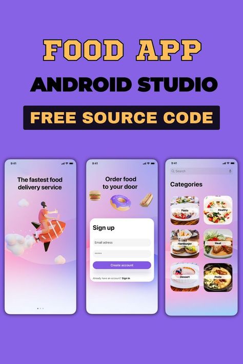 Android Food UI Design Food App Ui Design, Food App Ui, Android App Design, Studio App, Android Design, Android Studio, Source Code, Mobile Technology, Order Food