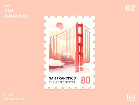 Postcards Inspiration, Stamps Design, طوابع بريد, Jewelry Logo Design, Postage Stamp Design, San Francisco Design, طابع بريدي, Travel Card, Postcard Stamps