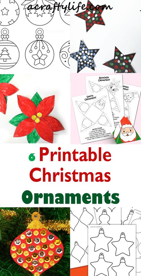 Christmas Ornaments School Craft, Pickle Ornament Tradition Printable, Nativity Ornaments For Kids To Make, Easy Paper Ornaments For Kids, Kids Ornament Ideas, Make Your Own Ornaments For Kids, Free Printable Ornaments, Christmas Ornament Printables Free, Free Christmas Crafts For Kids