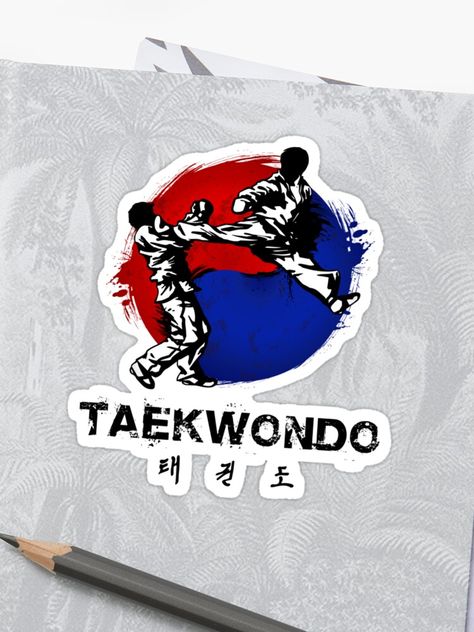 "Taekwondo" Sticker by DCornel | Redbubble Text Korean, Korean Taekwondo, Korean Flag, Tiger Wallpaper, Logo Sticker, Aesthetic Stickers, Taekwondo, Car Windows, Hard Hats