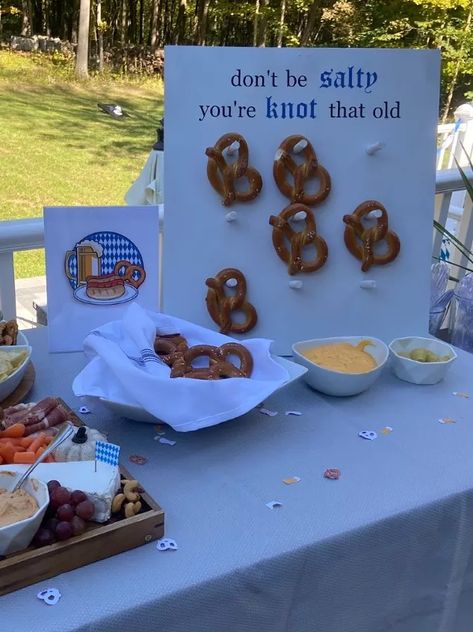 Kyle turned 30 this month and we were having an Oktoberfest themed birthday party for him. Since we were having soft pretzels, I wanted to have a cute display for them. After doing some research and realizing those display boards can cost over $100, I knew I could make it cheaper myself. I was shocked when I pulled it off for &15. What I used:MDF1/2” dowel 1x31 in hinge liquid nails Step 1: Cut MDF to sizeI bought a 2x4 ft sheet of MDF, and cut it down to size. I made my board a lit… Pretzel Board Display, Pretzel Display, Pretzel Board, Birthday Party For Him, Display Boards, Board Display, White Spray Paint, Liquid Nails, Soft Pretzels