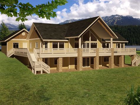 Mountain House Plan, 012H-0220 Dream Porch, Mountain House Plans, Lake House Plans, Safe Room, Modern Farmhouse Plans, Best House Plans, Farmhouse Plans, Mountain House, Craftsman House