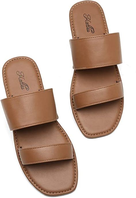 Old Money Brown, Classic Sandals, Two Strap Sandals, Womens Sandals Summer, Slip On Sandals, Cute Sandals, Womens Slides, Shoe Print, Womens Sandals Flat