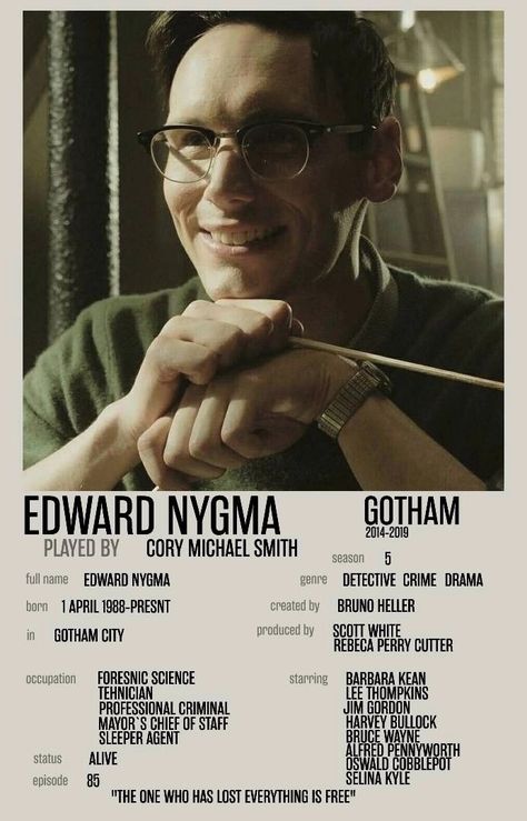 Gotham Poster, Gotham Tv Show, Edward Nygma Gotham, Injustice League, Gotham Show, Harvey Bullock, Gotham News, Riddler Gotham, Gotham Characters