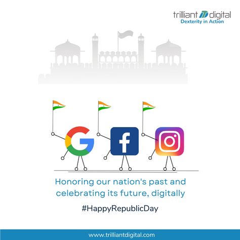 Happy Republic day 🇮🇳 Today, let us remember and celebrate the brave men and women who fought for our right to freedom and justice. Let us also take a moment to express our gratitude and appreciation for the countless sacrifices made by our heroes. Wishing everyone a wonderful Day! #republicday #happyrepublicday #republic #republicdayindia #constitutionofindia #democracy #indianconstitution #republicday2023 #jan26 #republicdayindia #republicdaypost #trilliantdigital #digitalmarketing Republic Day Post For Digital Marketing Agency, Republic Day Digital Marketing, Yoga Poster Design, Fashion Lehenga, Independence Day Poster, Independence Day Quotes, Festival Post, 15 August Independence Day, India Poster