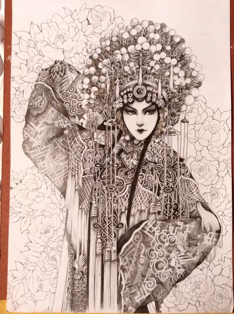 Chinese Opera Illustration, Opera Illustration, Folklore Art, Chinese Opera, Drawing Prompt, Demon King Anime, المملكة العربية السعودية, China Art, Chinese Culture