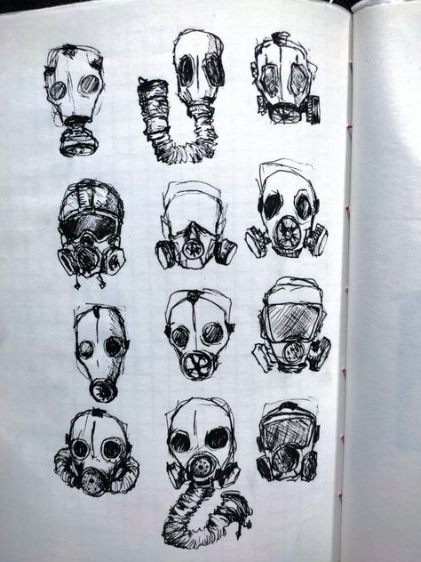 Gas mask Masked Face Drawing, Character Mask Ideas, Random Items To Draw, Plague Doctor Gas Mask, Gas Mask Reference, Gas Mask Art Reference, Mask Drawing Sketches, How To Design Characters, Gas Masks Art