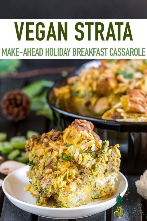 Vegan Strata, Holiday Breakfast Casserole, Mexican Breakfast Casserole, Vegan Breakfast Casserole, Christmas Breakfast Casserole, Make Ahead Breakfast Casserole, Vegan Casserole, Vegetarian Nutrition, Breakfast Vegan