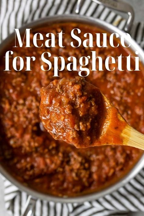 Spaghetti with Simple Meat Sauce | with jarred marinara Meat Sauce For Spaghetti, Simple Meat Sauce, Ground Beef Spaghetti Sauce, Spaghetti With Meat Sauce, Spaghetti With Meat, Spaghetti Recipes Easy, Homemade Meat Sauce, Delicious Spaghetti, Pasta With Meat Sauce