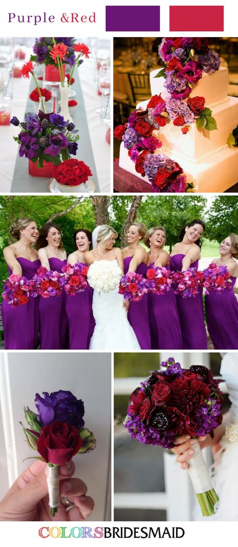 Purple And Red Wedding, Red Purple Wedding, Wedding Color Schemes Purple, Fall Wedding Color Schemes, Wedding Color Scheme, Fall Purple, Wedding Colors Red, Fall Wedding Color Palette, Wedding Ceremony Ideas