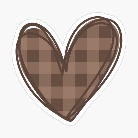 Cute Brown Stickers, Brown Aesthetic Stickers, Brown Heart Sticker, Brown Stickers, Neutral Stickers, Earthy Neutrals, Doodle Sticker, Kindle Stickers, Heart Doodle