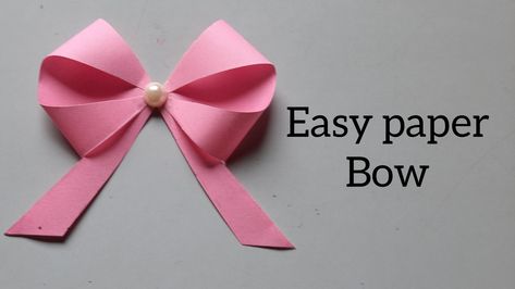 Orgami crafts from naveena works How To Make A Paper Bow Easy, How To Make A Bow With Paper, Paper Bows Diy Easy, Paper Bow Template, Paper Ribbon Crafts, Paper Bows Diy, Bows For Presents, Paper Ribbon Bows, Paper Bows