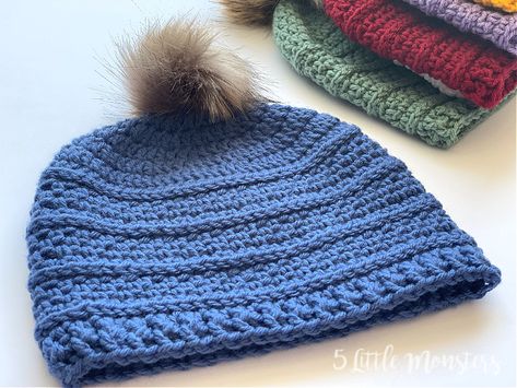 5 Little Monsters: Mossy Path Crocheted Hat in 9 Sizes Baby Crochet Blanket Free, Free Crochet Hat Pattern, Crochet Hat Sizing, Beanie Pattern Free, Crochet Adult Hat, Crochet Winter Hats, Crochet Baby Hat Patterns, Crocheted Hat, Crochet Hat Free