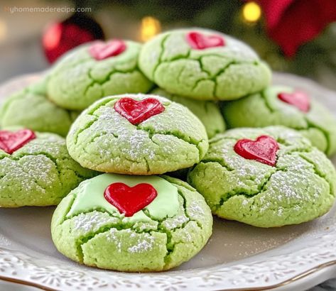 Christmas Grinch Cookies – Festive Holiday Treats with a Peppermint Twist - My Home Made Recipe Christmas Grinch Cookies, Easy Vegetable Casserole, Cheesy Vegetable Casserole, Cookies With Peppermint, Cheesy Vegetable, Grinch Cake, Grinch Cookies, Vegetable Casserole Recipes, Xmas Desserts