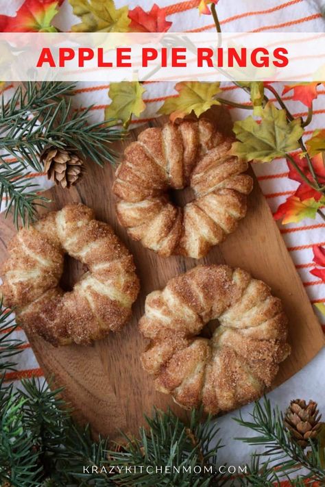 These adorable apple pie rings are made with fresh apple slices, puff pastry dough, and with all the warm fall flavors we love. Caramel Apple Rings, Apple Rings With Puff Pastry, Puff Pastry And Apples Recipes, Apple Puff Pastry Recipes Simple, Galette Puff Pastry, Apple Pie Rings, Apple Puff Pastry Recipes, Holiday Confections, Baked Apple Slices