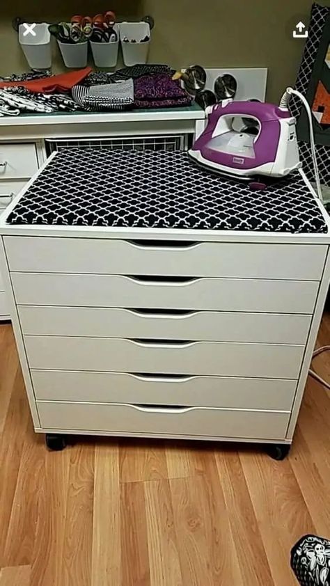 7 Sewing Room Organization Ideas - I Love Quilting Forever Craft Room Closet, Alex Drawer, Quilting Digest, Sewing Room Storage, Sewing Room Design, Dream Craft Room, Craft Room Design, Sewing Room Organization, Ikea Storage