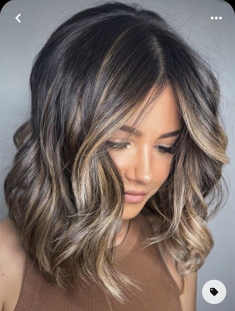 Mushroom Brown With Blonde Balayage, Balayage Hair Ideas, Balayage Long Hair, Black Hair Balayage, Ash Blonde Balayage, Brunette Hair With Highlights, Balayage Hair Dark, Dark Hair With Highlights, Long Dark Hair